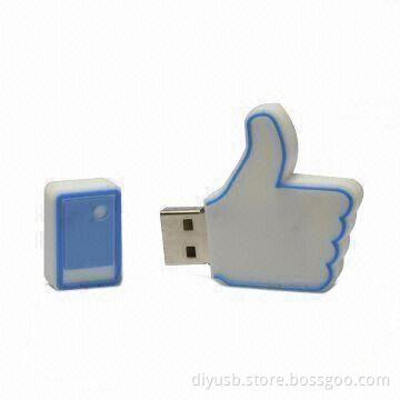 Bootable USB Flash Drive with Logo Printing, White Hand Design and Rectangular Shape